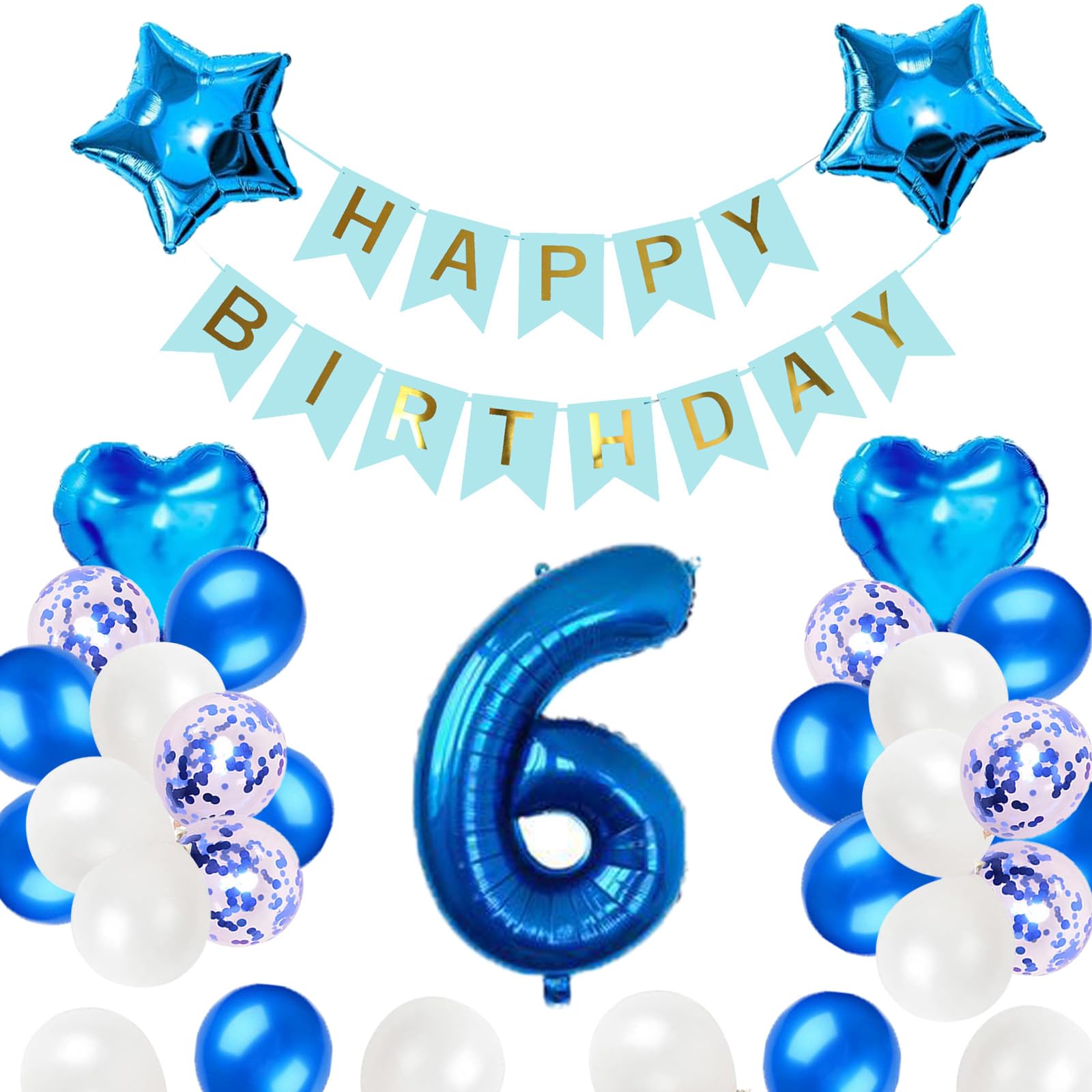 Amazon | 6歳誕生日 バルーン 風船 飾り付け セット ブルー 数字